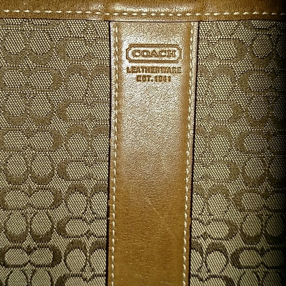 Coach Tan Jacard and Leather Messenger Bag - Picture 7 of 7